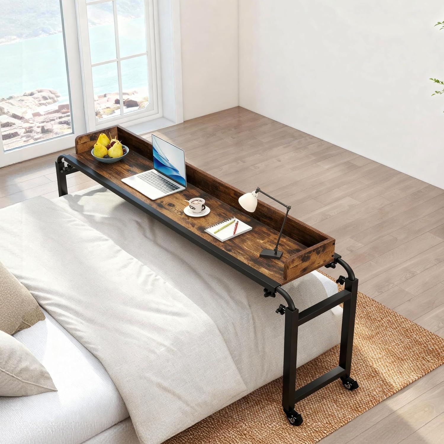 Tangkula Overbed Desk with Wheels for Bedroom